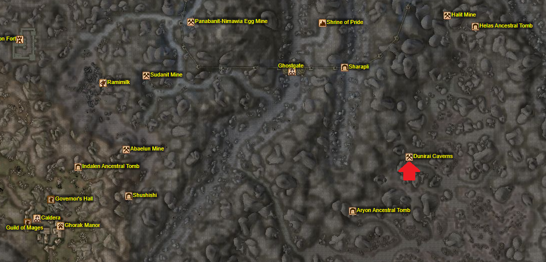 Dunirai Caverns Map Location